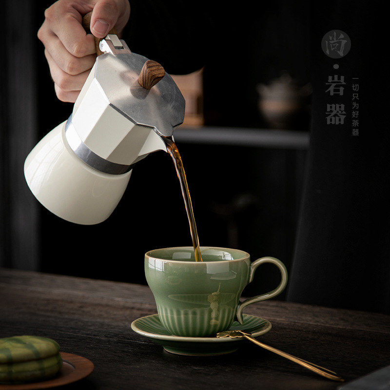 Coffee Tea Green - HYS retro celadon green vertical coffee