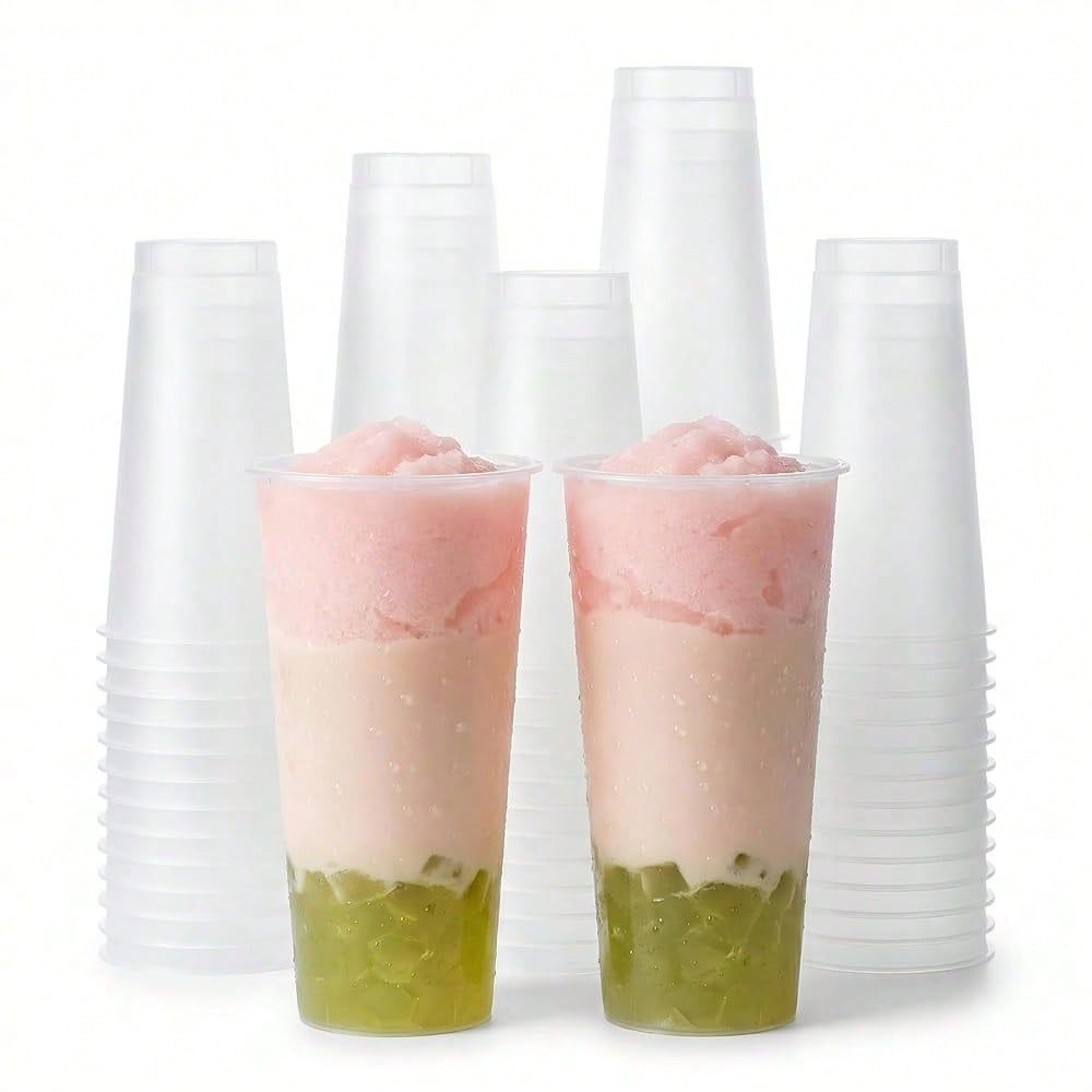 Coffee Tea Boba - Frosted Hard Plastic Boba Tea Cups,