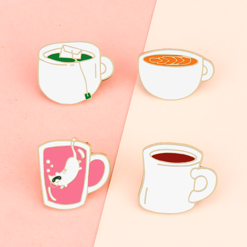 4 Style Drink Enamel Pins Crea - огляд і ціна Coffee Tea Green
