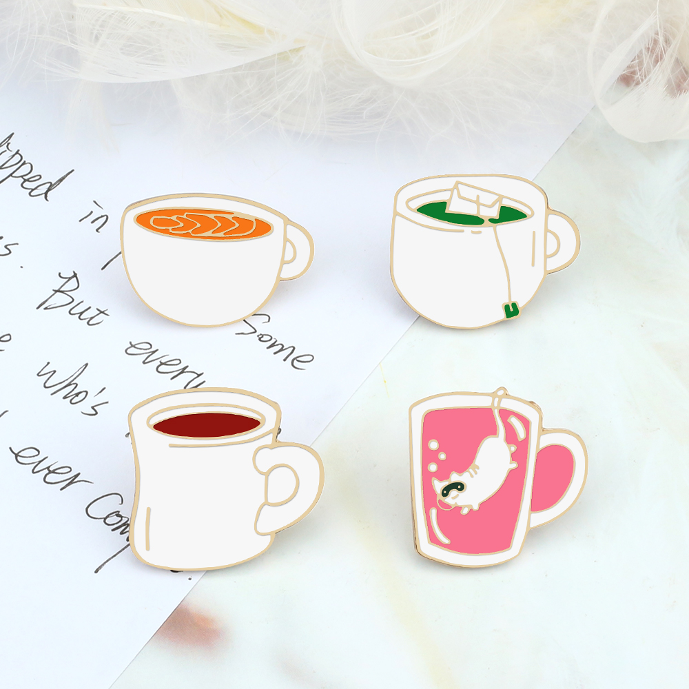 4 Style Drink Enamel Pins Crea - огляд і ціна Coffee Tea Green