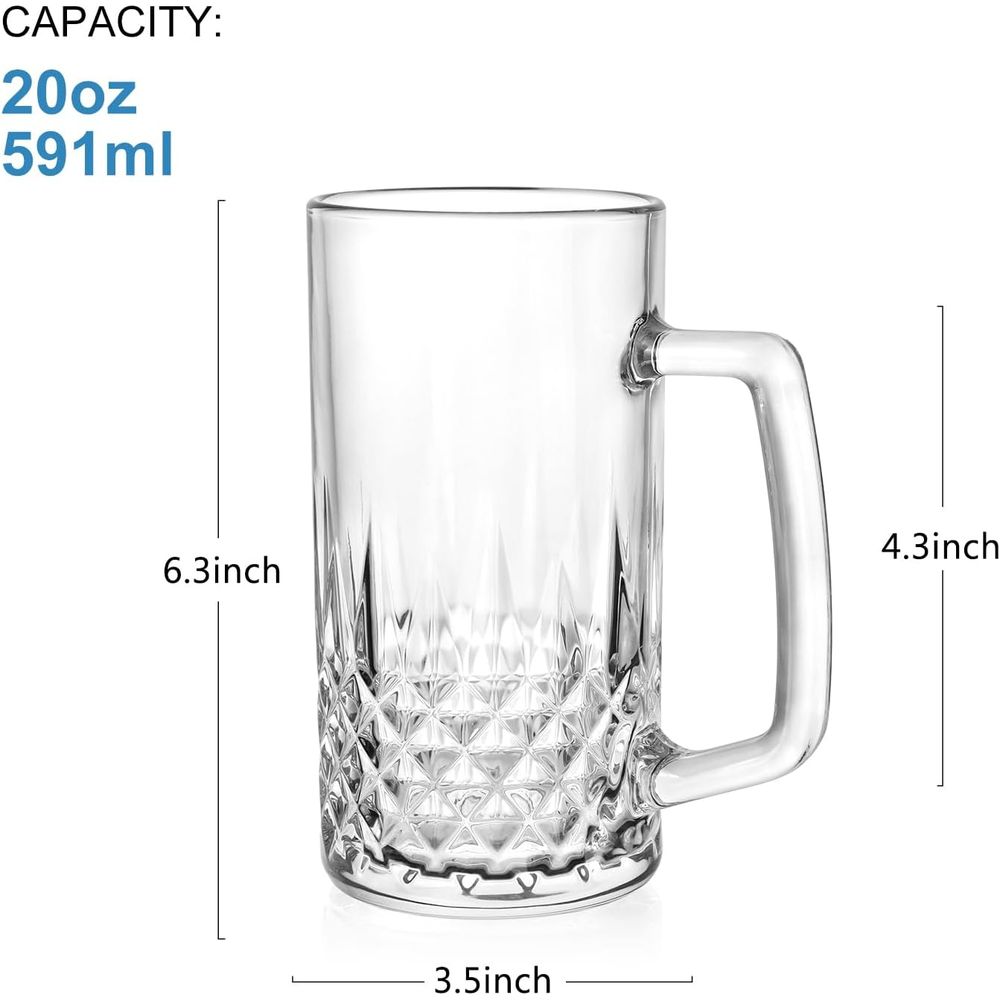 20 oz Heavy Glass Mugs Set of  - огляд і ціна Coffee Tea Friends