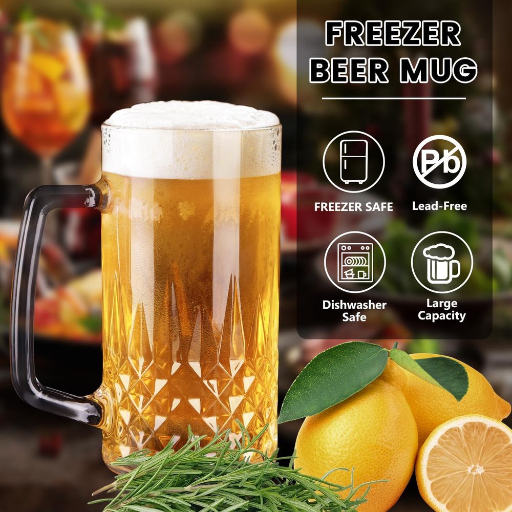 20 oz Heavy Glass Mugs Set of  - огляд і ціна Coffee Tea Friends